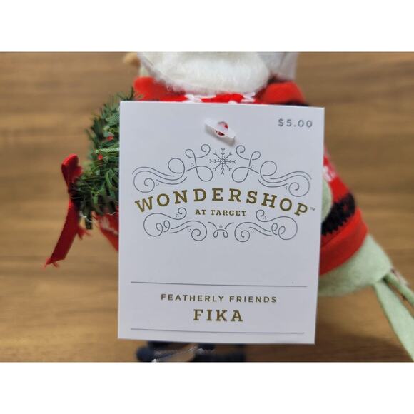 Wondershop Target Fabric Bird Decorative Figurine w/ Red Sweater & Wreath - Fika - Picture 6 of 6